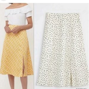 NWT Loft Linen Blend Polka Dot Skirt - Linen Blend